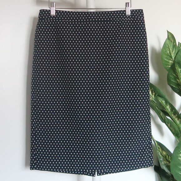 J.Crew No. 2 Pencil Skirt Navy Blue & White Polka Dot Classic Office Work Size 6 - Picture 2 of 8